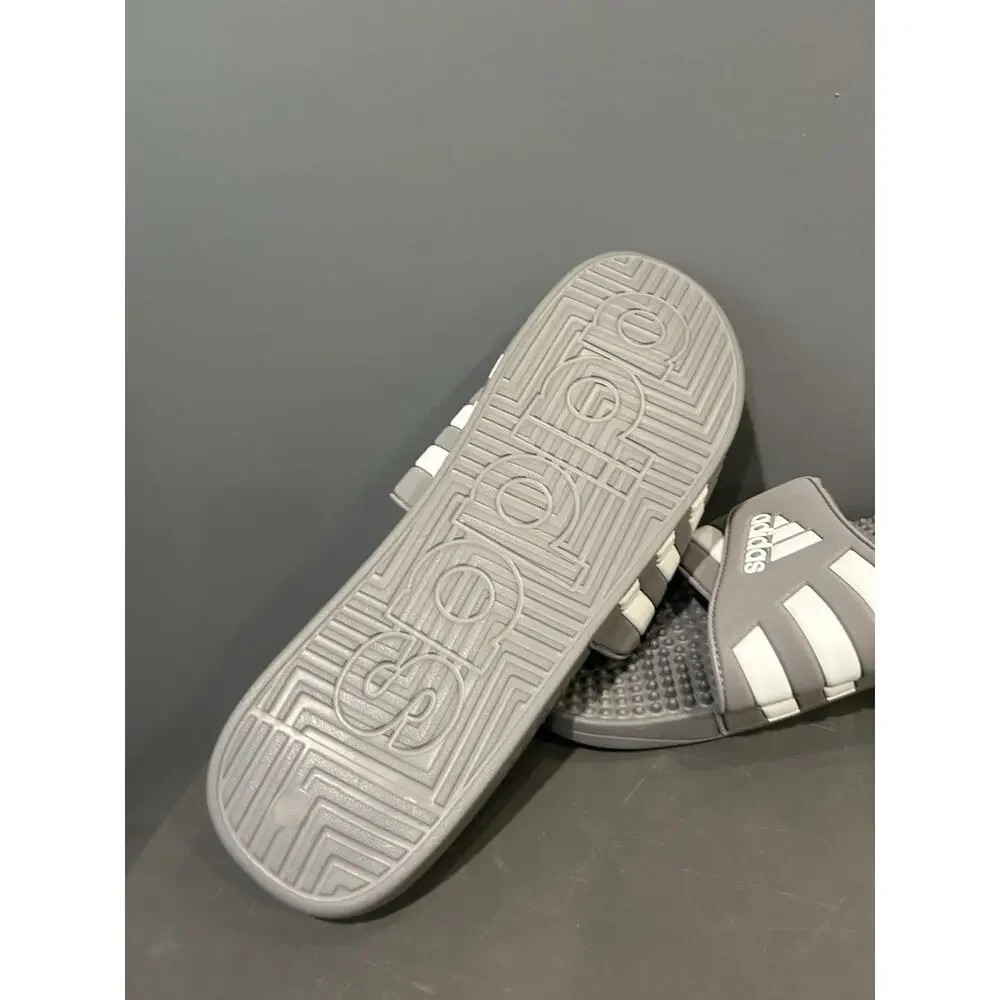 New ADIDAS Mens Adissage Slides Sandal Grey/White/Grey Size 18‎ US HQ4373